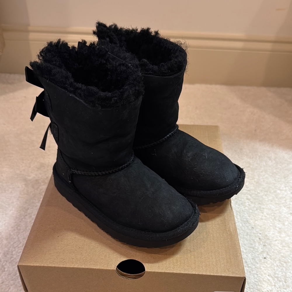 UGG Kids Black Shearling Boots
